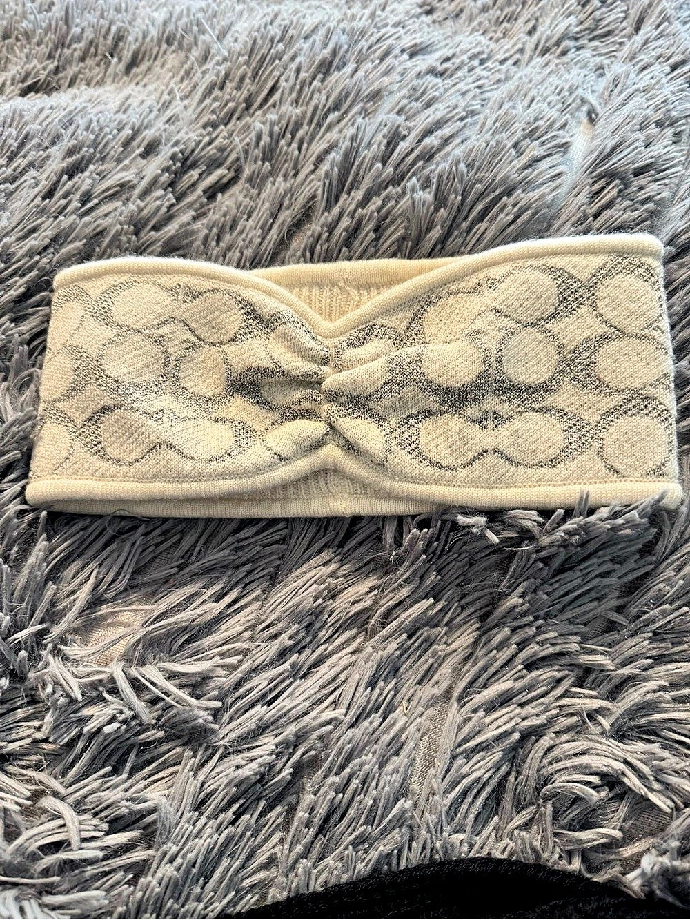 Coach Monogram Bow headband in cream & silver y2k